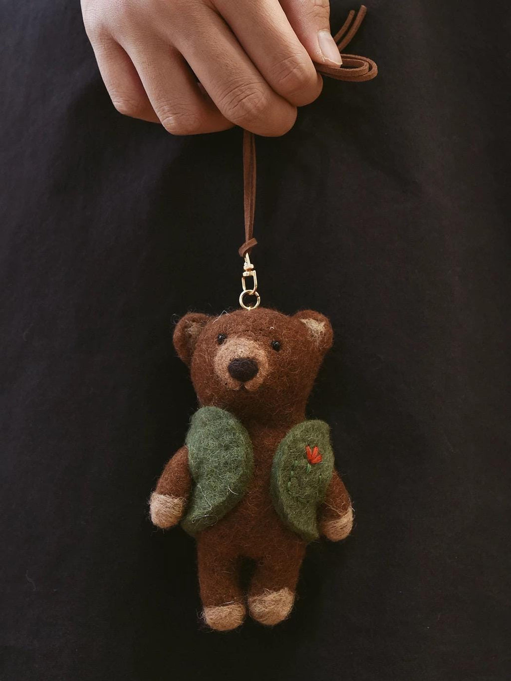 Handmade Felt Bear Keychain, Cute Teddy Bear Bag Charm with Vest or Sweater, Kawaii Animal Pendant, Cozy Gift for Her, Backpack Accessory