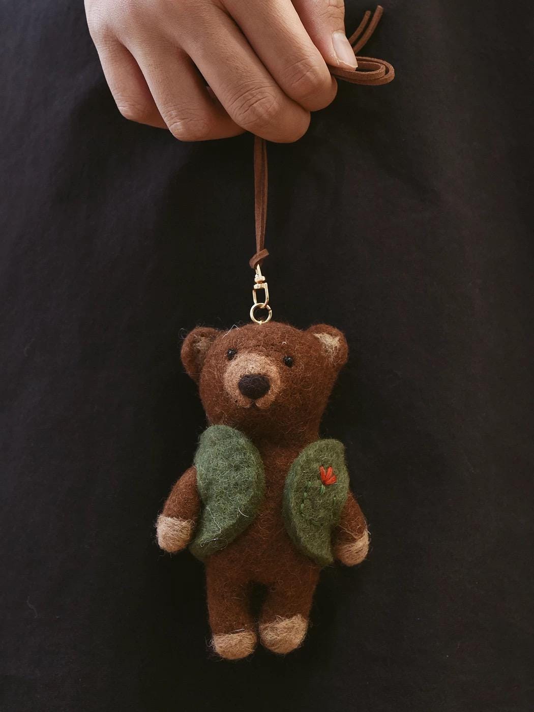 Handmade Felt Bear Keychain, Cute Teddy Bear Bag Charm with Vest or Sweater, Kawaii Animal Pendant, Cozy Gift for Her, Backpack Accessory