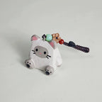 Hand Carved Wooden Cat Keychain, Cute Cat Charm, Mini Wood Animal Pendant, Bag Charm, Key Ring, Handmade Gift, Pocket Companion