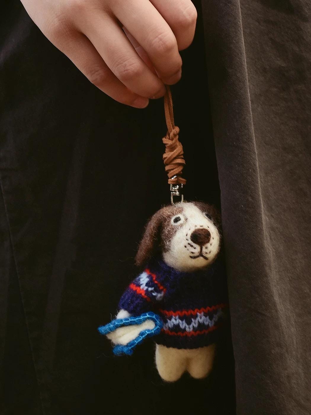 Japanese Style Handmade Felt Dog Keychain, Cute Puppy Charm, Wool Dog Bag Charm, Kawaii Animal Pendant, Backpack Accessory Gift