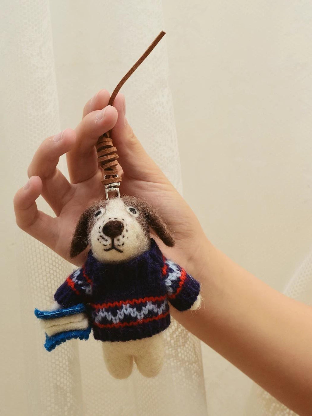 Japanese Style Handmade Felt Dog Keychain, Cute Puppy Charm, Wool Dog Bag Charm, Kawaii Animal Pendant, Backpack Accessory Gift