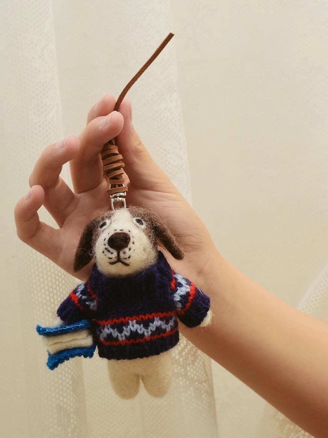 Japanese Style Handmade Felt Dog Keychain, Cute Puppy Charm, Wool Dog Bag Charm, Kawaii Animal Pendant, Backpack Accessory Gift