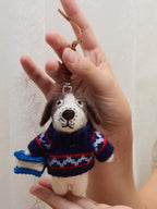 Japanese Style Handmade Felt Dog Keychain, Cute Puppy Charm, Wool Dog Bag Charm, Kawaii Animal Pendant, Backpack Accessory Gift