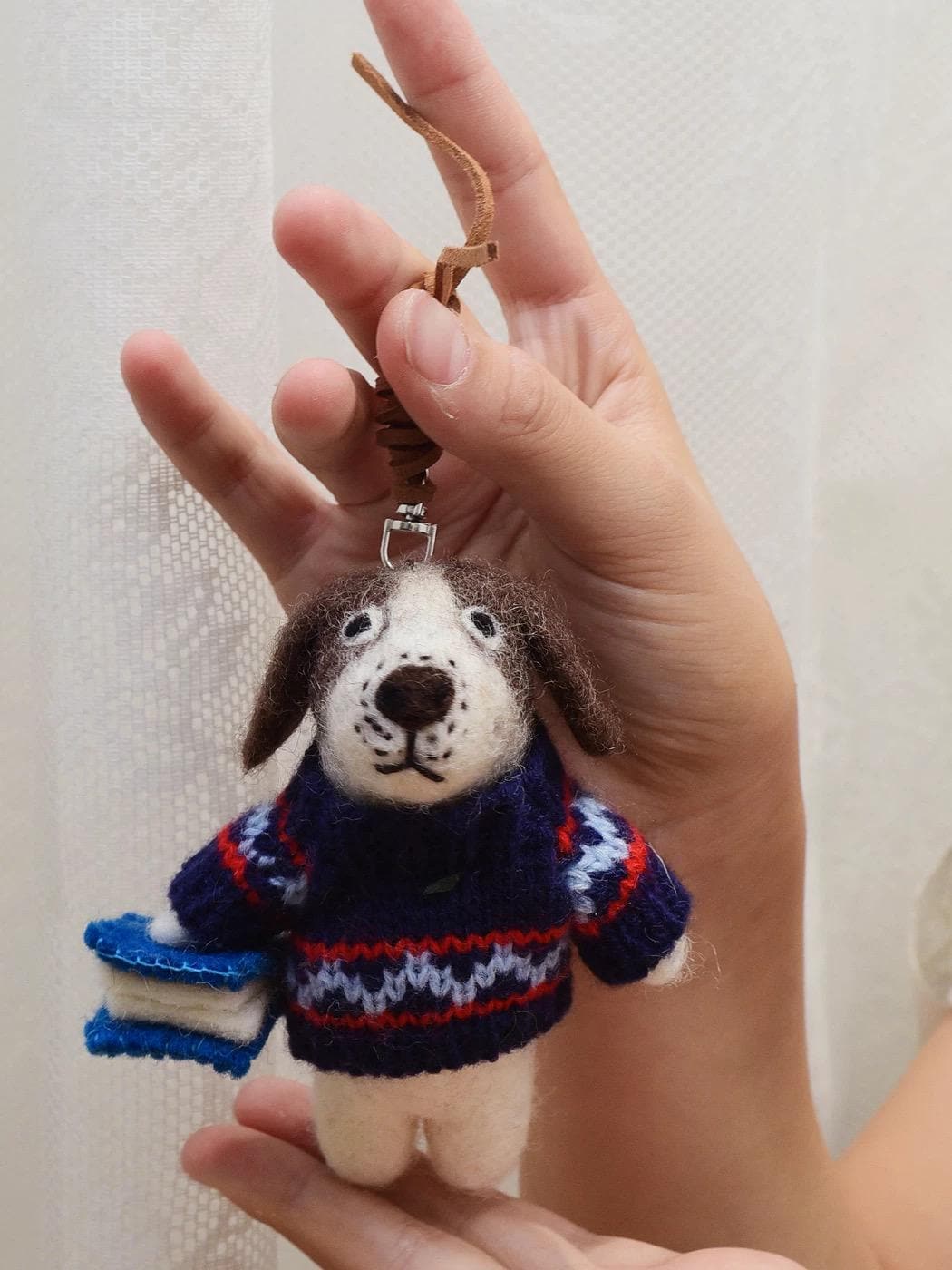 Japanese Style Handmade Felt Dog Keychain, Cute Puppy Charm, Wool Dog Bag Charm, Kawaii Animal Pendant, Backpack Accessory Gift