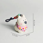 Japanese Hand Carved Wooden West Highland Terrier Keychain, Westie Dog Charm, Cute Animal Pendant, Bag Charm, Car Keychain Gift