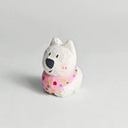 Japanese Style West Highland Terrier Wood Figurine, Hand Carved Westie Dog Sculpture, Cute Desk Decor, Animal Ornament, Gift for Dog Lovers
