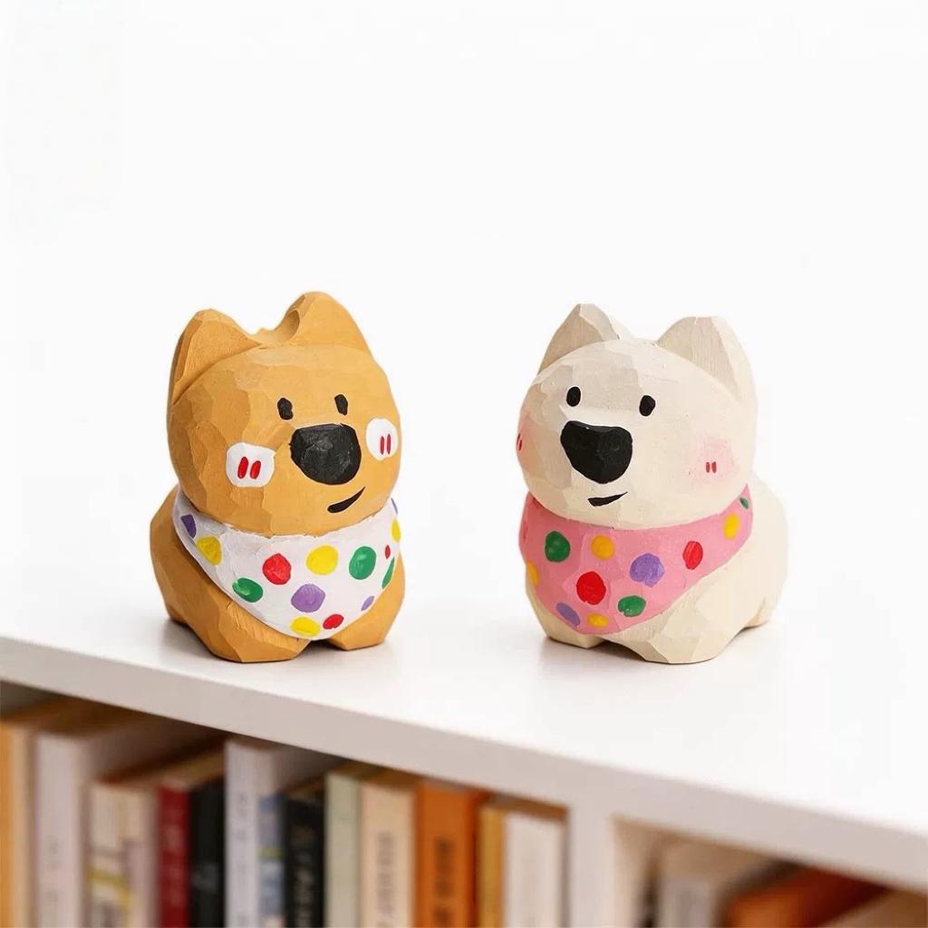 Japanese Style West Highland Terrier Wood Figurine, Hand Carved Westie Dog Sculpture, Cute Desk Decor, Animal Ornament, Gift for Dog Lovers