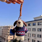 Japanese Style Handmade Felt Dog Keychain, Cute Puppy Charm, Wool Dog Bag Charm, Kawaii Animal Pendant, Backpack Accessory Gift