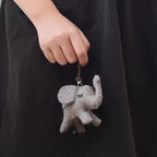Japanese Style Felt Elephant Keychain, Handmade Wool Elephant Bag Charm, Cute Grey Elephant Pendant, Car Keychain, Gift for Animal Lovers