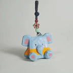 Japanese Style Felt Elephant Keychain, Handmade Wool Elephant Bag Charm, Cute Grey Elephant Pendant, Car Keychain, Gift for Animal Lovers