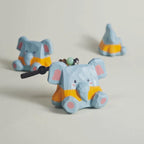 Japanese Style Felt Elephant Keychain, Handmade Wool Elephant Bag Charm, Cute Grey Elephant Pendant, Car Keychain, Gift for Animal Lovers
