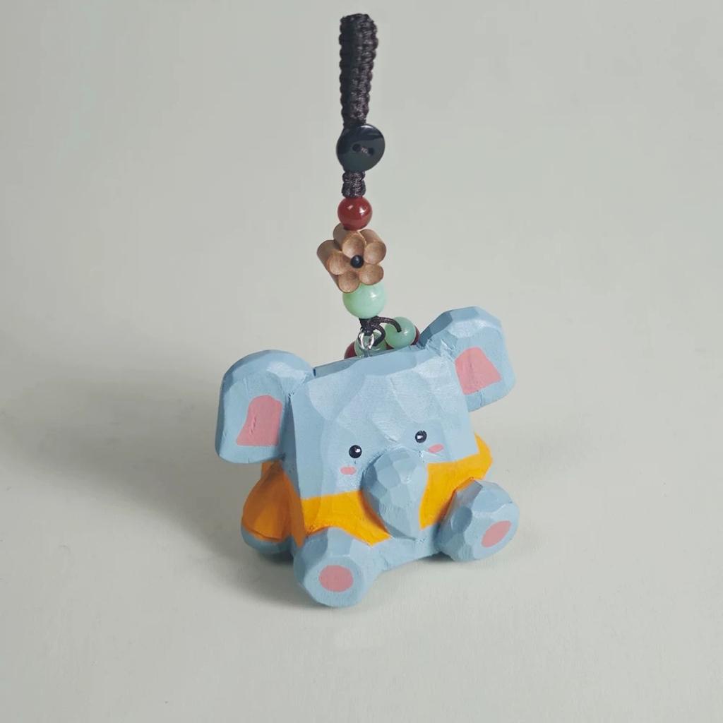 Japanese Style Felt Elephant Keychain, Handmade Wool Elephant Bag Charm, Cute Grey Elephant Pendant, Car Keychain, Gift for Animal Lovers