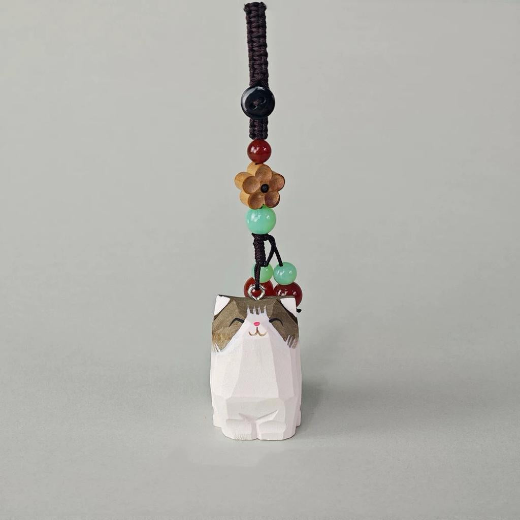 Japanese Style Ragdoll Cat Wood Carving Keychain, Hand Carved Cat Charm, Wooden Cat Bag Charm, Cute Ragdoll Cat Keychain Gift
