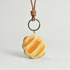 Japanese Style Butter Bread Wood Carving Keychain, Hand Carved Linden Wood Bread Charm, Cute Food Bag Charm, Wooden Bread Key Ring Gift