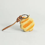 Japanese Style Butter Bread Wood Carving Keychain, Hand Carved Linden Wood Bread Charm, Cute Food Bag Charm, Wooden Bread Key Ring Gift