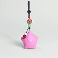 Japanese Style Lucky Star Wood Carving Keychain, Pink Hand Carved Linden Wood Star Charm, Cute Healing Bag Charm Key Ring Gift for Her