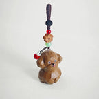 Japanese Style Toy Poodle Wood Carving Keychain, Brown Poodle Handmade Linden Wood Dog Charm, Cute Puppy Bag Charm Gift for Dog Lovers