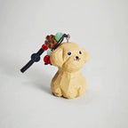 Japanese Wooden Teddy Dog Keychain Pendant, Hand Carved Puppy Bag Charm, Cute Animal Charm, Kawaii Dog Key Ring, Small Gift for Her