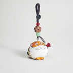 Japanese Wooden Tiger Keychain Pendant, Hand Carved Cute Tiger Charm, Kawaii Animal Bag Charm, Small Tiger Key Ring Gift for Her