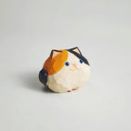 Japanese Style Calico Cat Wooden Keychain Pendant, Hand Carved Round Kitten Charm, Cute Tricolor Cat Bag Charm, Animal Key Ring Gift for Her