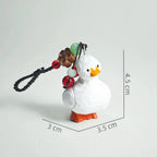 Japanese Style Wooden Duck Keychain Pendant, Hand Carved Cute Little Duck Charm, Kawaii Animal Bag Charm, Car Keychain Gift