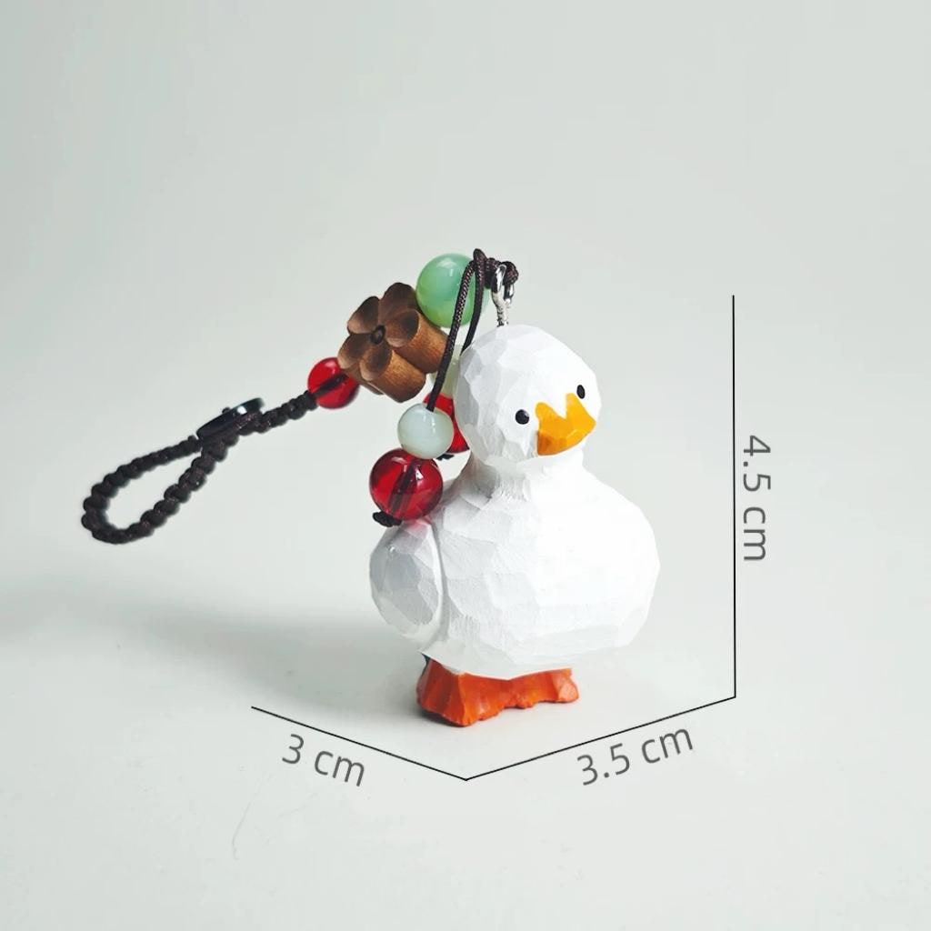 Japanese Style Wooden Duck Keychain Pendant, Hand Carved Cute Little Duck Charm, Kawaii Animal Bag Charm, Car Keychain Gift