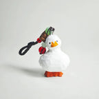 Japanese Style Wooden Duck Keychain Pendant, Hand Carved Cute Little Duck Charm, Kawaii Animal Bag Charm, Car Keychain Gift