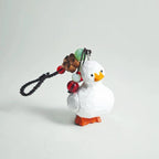 Japanese Style Wooden Duck Keychain Pendant, Hand Carved Cute Little Duck Charm, Kawaii Animal Bag Charm, Car Keychain Gift