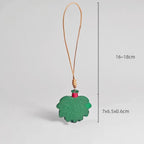 Japanese Style Leather Leaf Keychain Pendant, Handmade Minimalist Bag Charm, Botanical Leather Keyring, Gift Ready Charm for Her