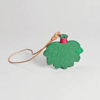 Japanese Style Leather Leaf Keychain Pendant, Handmade Minimalist Bag Charm, Botanical Leather Keyring, Gift Ready Charm for Her