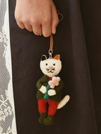 Handmade Wool Felt Cat Keychain Pendant, Cute Animal Bag Charm, Soft Felt Plush Keyring, Gift for Her, Whimsical Artisan Charm