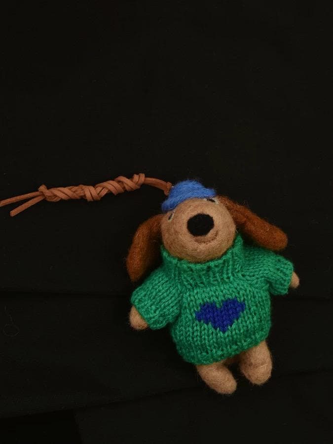Cute Felt Dog Keychain, Handmade Wool Dog Pendant, Sweater Puppy Bag Charm, Aesthetic Keyring, Gift for Her, Cute Animal Charm