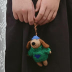 Cute Felt Dog Keychain, Handmade Wool Dog Pendant, Sweater Puppy Bag Charm, Aesthetic Keyring, Gift for Her, Cute Animal Charm