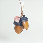 Leather Acorn Keychain Pendant, Handmade Bag Charm, Car Rear Mirror Hanging Ornament, Cute Nature Keyring, Aesthetic Gift for Her