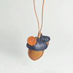 Leather Acorn Keychain Pendant, Handmade Bag Charm, Car Rear Mirror Hanging Ornament, Cute Nature Keyring, Aesthetic Gift for Her