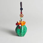 Cactus Keychain, Handmade Wooden Succulent Charm, Cute Plant Keyring, Bag Pendant, Car Rear Mirror Hanging Ornament, Gift for Plant Lover