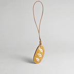 Leather Bread Keychain, French Baguette, Handmade Leather Bag Pendant, Cute Food Keyring, Car Rear Mirror Hanging Ornament, Gift for Her