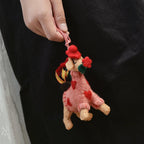 Handcraft Dog Keychain with Flowers, Handmade Felt Dog Charm, Cute Puppy Bag Pendant, Car Rear Mirror Hanging Ornament, Romantic Gift