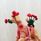 Handcraft Dog Keychain with Flowers, Handmade Felt Dog Charm, Cute Puppy Bag Pendant, Car Rear Mirror Hanging Ornament, Romantic Gift