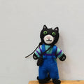 Japanese Black Cat Keychain, Handmade Felt Charm, Aesthetic Animal Keyring, Car Rear Mirror Hanging Ornament, Gift for Cat Lover