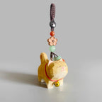 Japanese Style Wooden Lucky Cat Keychain, Hand Carved Golden Cat Pendant, Cute Cat Bag Charm, Animal Keychain, Phone Charm Gift