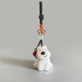 Japanese Style Wooden West Highland Terrier Keychain, Hand Carved White Dog Pendant, Cute Westie Dog Bag Charm, Mini Dog Figurine Gift