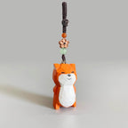 Japanese Style Wooden Fox Keychain Gift Box, Hand Carved Fox Charm, Cute Animal Pendant, Handmade Bag Charm, Unique Birthday Gift