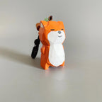 Japanese Style Wooden Fox Keychain Gift Box, Hand Carved Fox Charm, Cute Animal Pendant, Handmade Bag Charm, Unique Birthday Gift