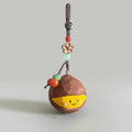 Japanese Style Wooden Chestnut Keychain, Hand Carved Lucky Chestnut Pendant, Cute Kuri Bag Charm, Handmade Good Luck Gift