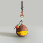 Japanese Style Wooden Chestnut Keychain, Hand Carved Lucky Chestnut Pendant, Cute Kuri Bag Charm, Handmade Good Luck Gift