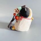 Japanese Style Wooden Lucky Calico Cat Keychain, Hand Carved Maneki Neko Pendant, Woven Three-Color Cat Bag Charm, Prosperity Gift Charm