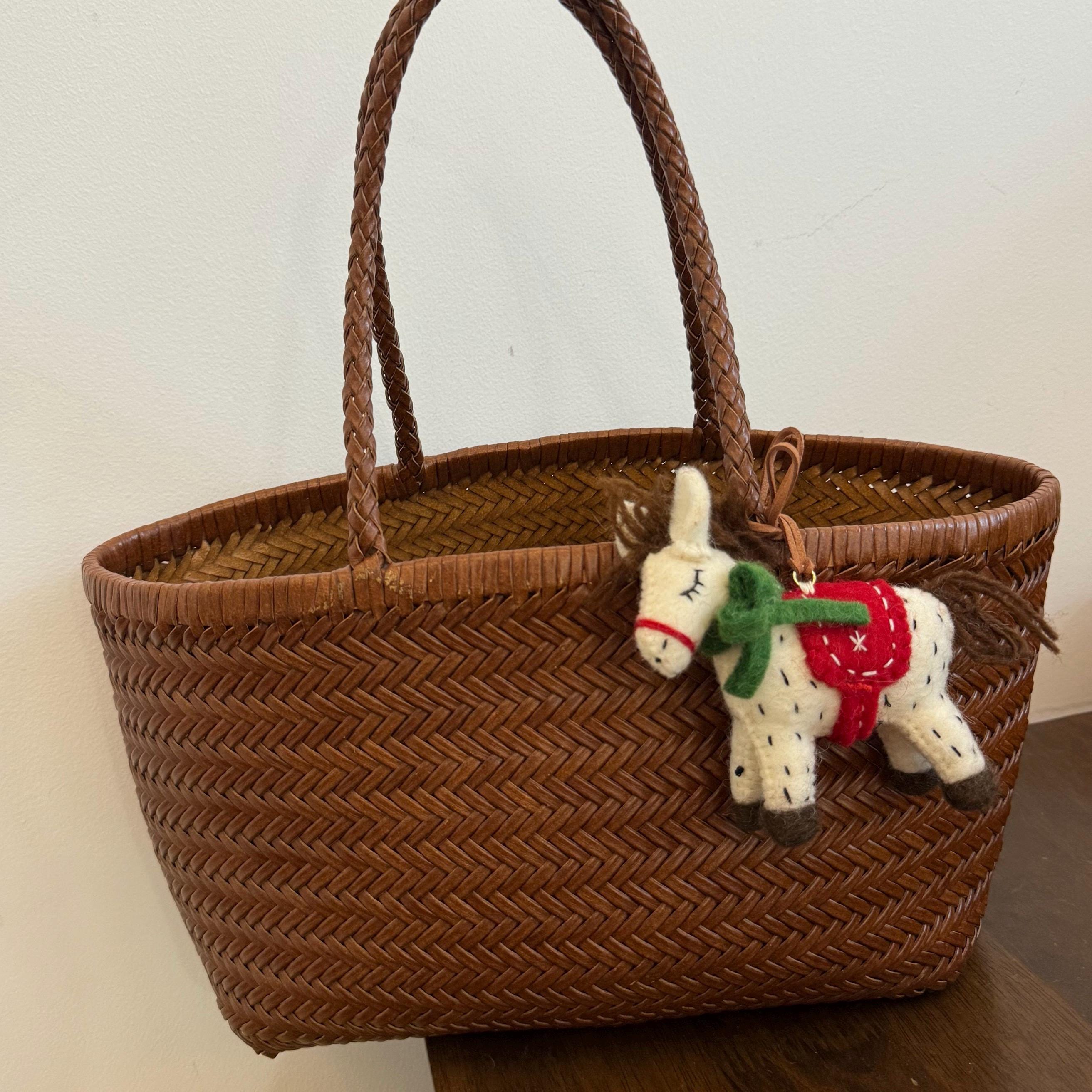 Japanese Style Lucky Felt Horse Pendant, Handmade Wool Felt Pony Bag Charm, Cute Horse Keychain, Animal Hanging Ornament, Pendant Gift