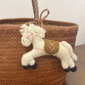 Japanese Style Lucky Felt Horse Pendant, Handmade White Horse Bag Charm, Wool Felt Pony Keychain, Animal Hanging Ornament, Cute Gift