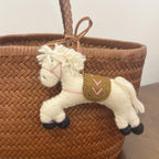 Japanese Style Lucky Felt Horse Pendant, Handmade White Horse Bag Charm, Wool Felt Pony Keychain, Animal Hanging Ornament, Cute Gift